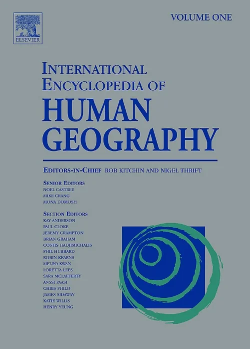 Coperta cărții "International Encyclopedia of Human Geography" de autor necunoscut