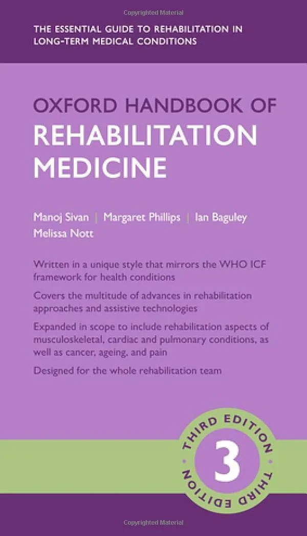 Coperta cărții "Oxford Handbook of Rehabilitation Medicine " de Manoj Sivan, Margaret Phillips, Ian Baguley, Melissa Nott