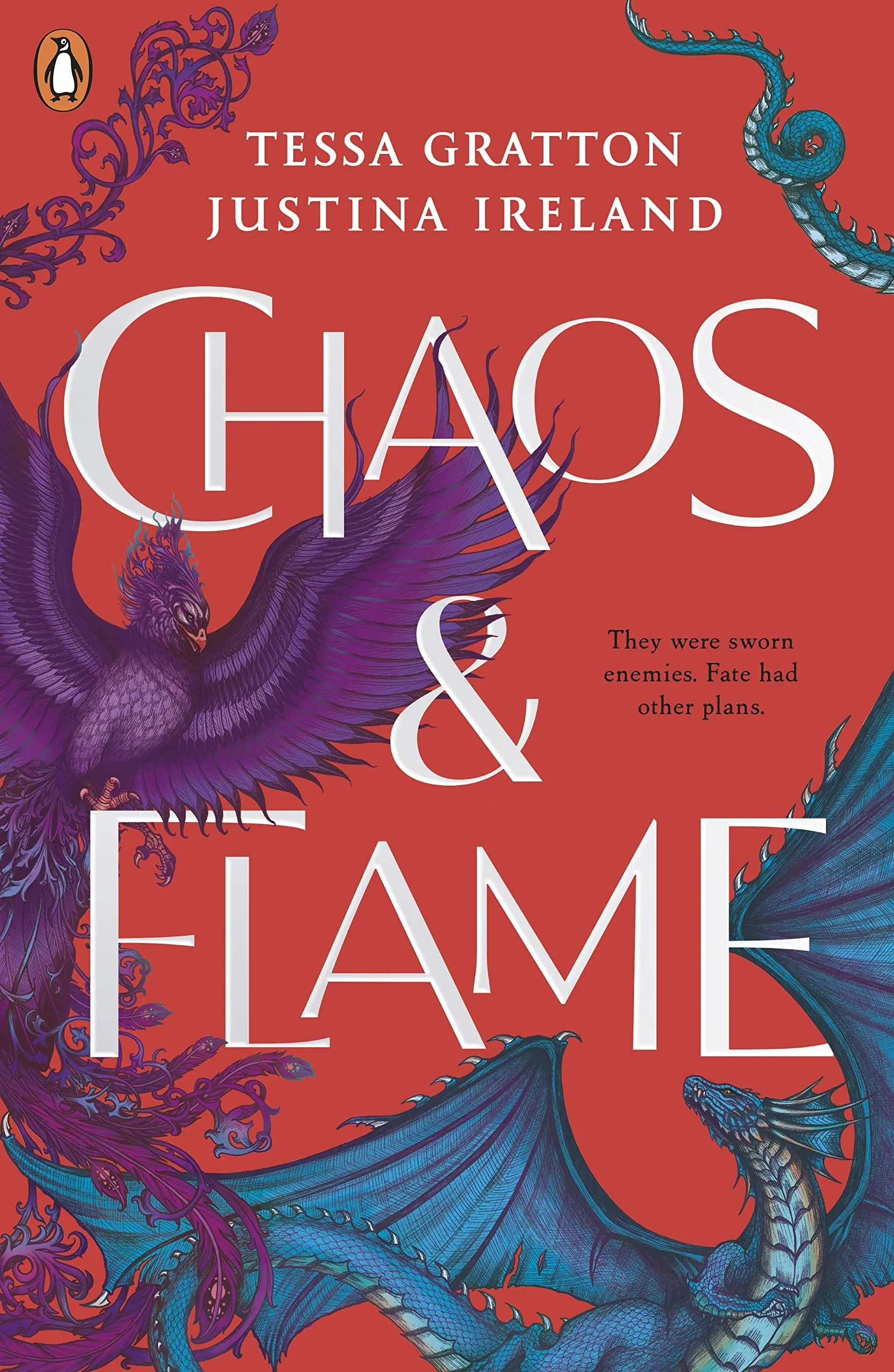 Coperta cărții "Chaos &amp; Flame" de Tessa Gratton, Justina Ireland