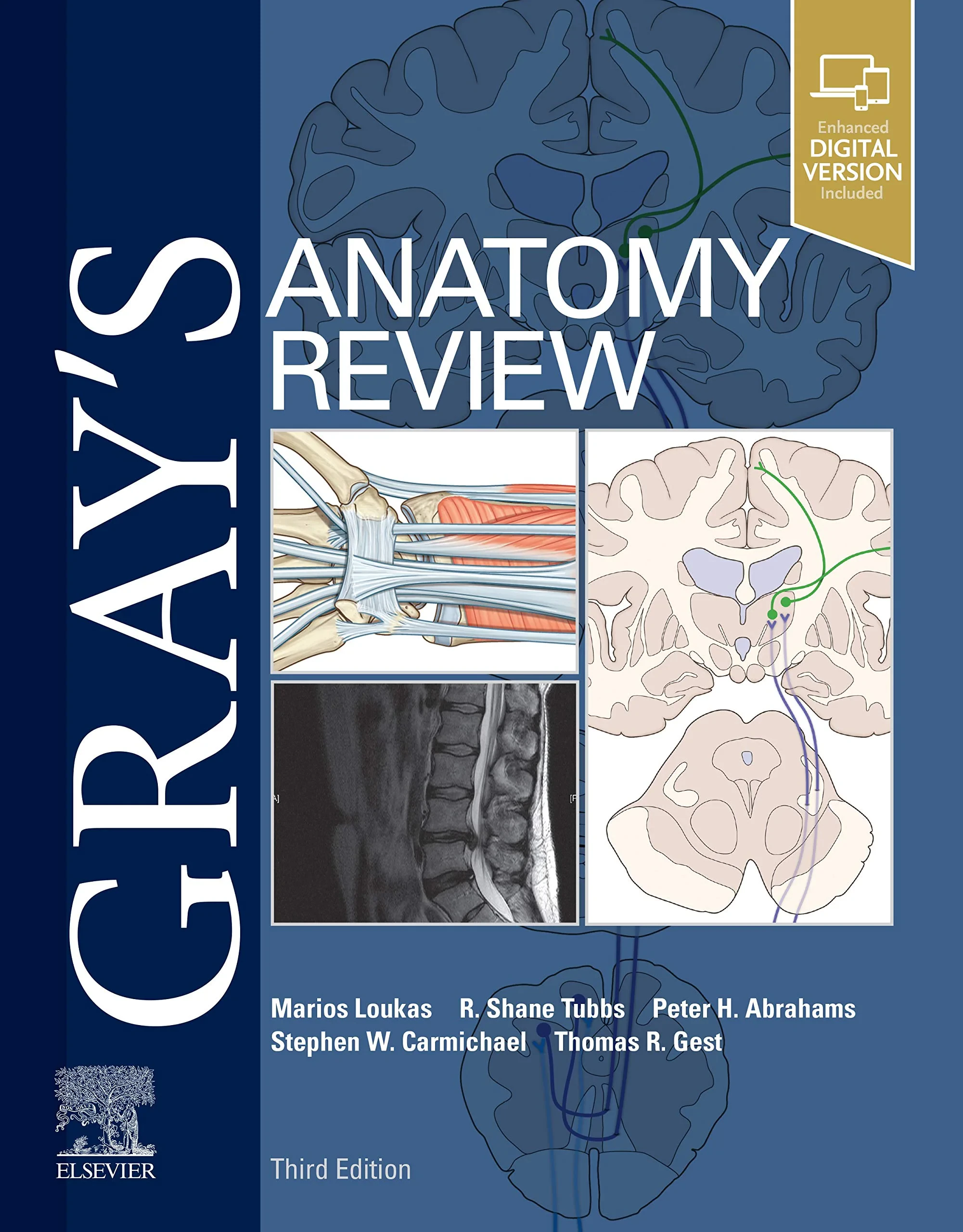 Coperta cărții "Gray's Anatomy Review, 3rd Edition" de Marios Loukas MD PhD, Peter H. Abrahams MBBS FRCS(ED) FRCR DO(Hon) FHEA, R. Shane Tubbs MS PA-C PhD, Stephen W. Carmichael PhD DSc, Thomas Gest PhD