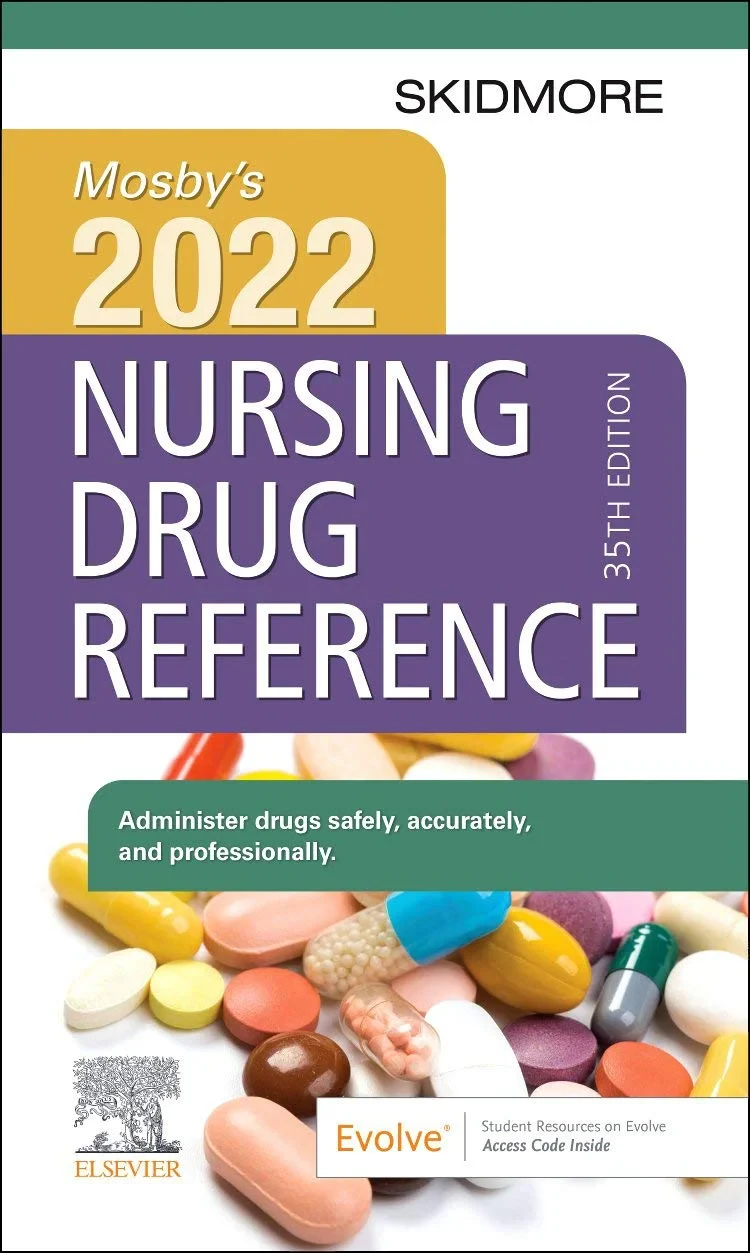 Coperta cărții "Mosby's 2022 Nursing Drug Reference" de Linda Skidmore-Roth RN MSN NP