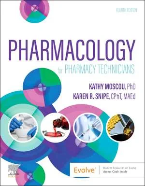 Coperta cărții "Pharmacology for Pharmacy Technicians" de Kathy Moscou, Karen Snipe