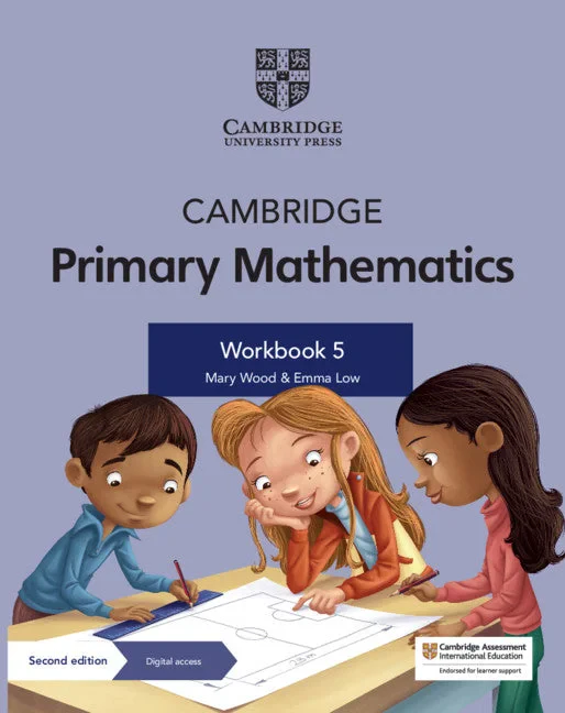Coperta cărții "Cambridge Primary Mathematics Workbook 5 with Digital Access (1 Year) (Cambridge Primary Maths) 2nd Edition" de Emma Low, Mary Wood