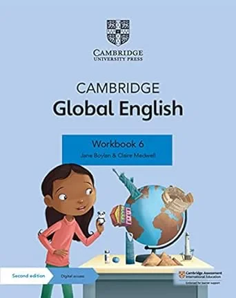 Coperta cărții "Cambridge Global English Workbook 6 with Digital Access (1 Year): For Cambridge Primary English as a Second Language (Cambridge Primary Global English)" de Kathryn Harper, Jane Boylan, Claire Medwell