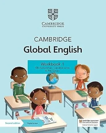 Coperta cărții "Cambridge Global English Workbook 1 with Digital Access (1 Year): for Cambridge Primary and Lower Secondary English as a Second Language (Cambridge Primary Global English) 2nd Edition" de Caroline Linse, Elly Schottman, Kathryn Harper, Paul Drury