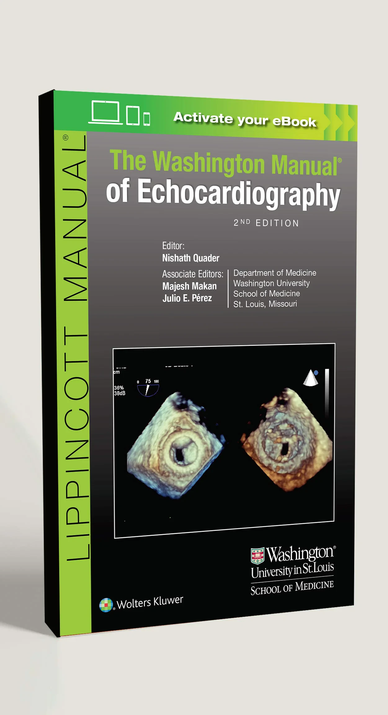 Coperta cărții "The Washington Manual of Echocardiography" de Nishath Quader, Majesh Makan, Julio Perez