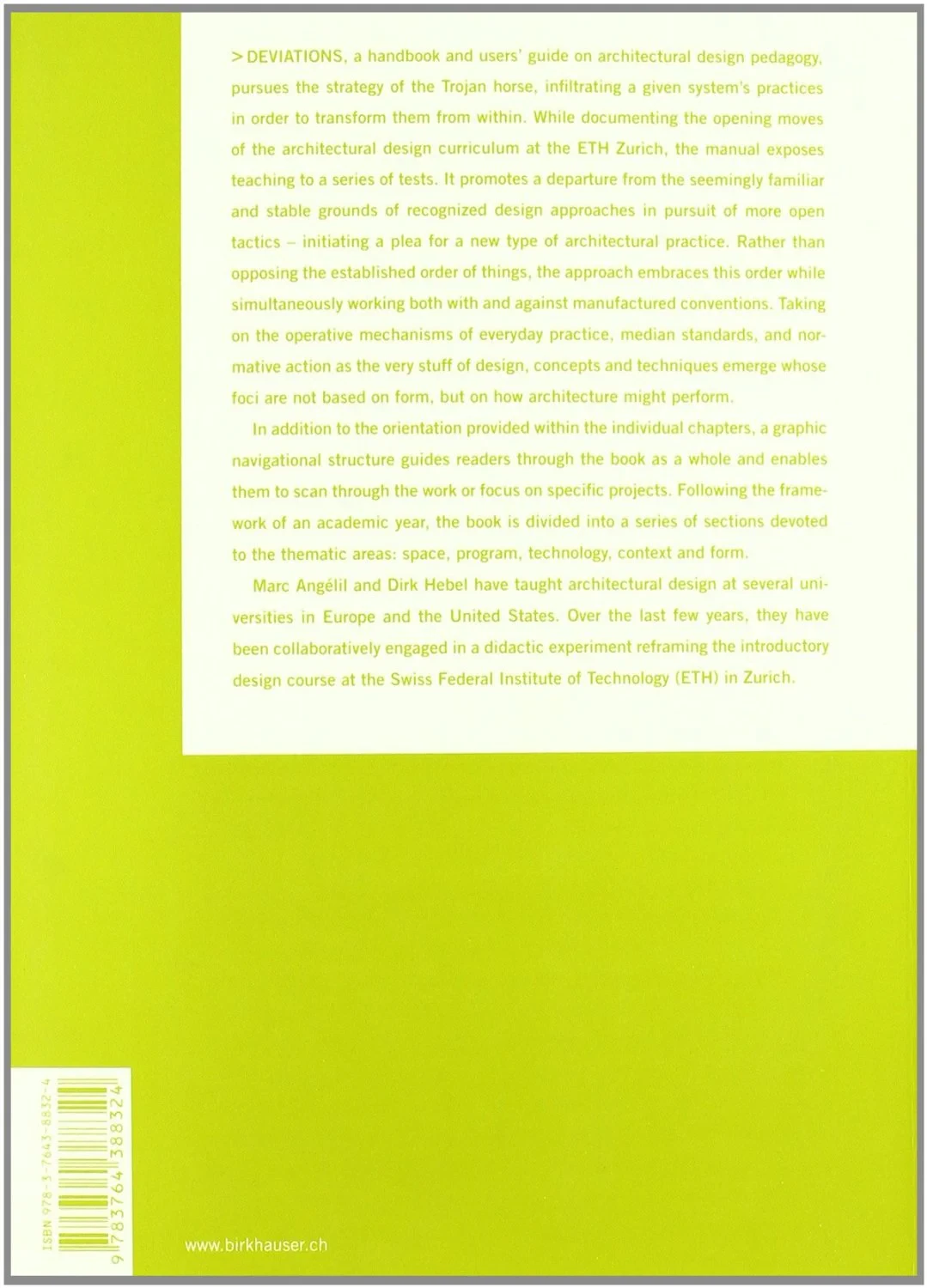 Coperta cărții "Deviations: Designing Architecture" de Hebel Dirk, Marc Angélil