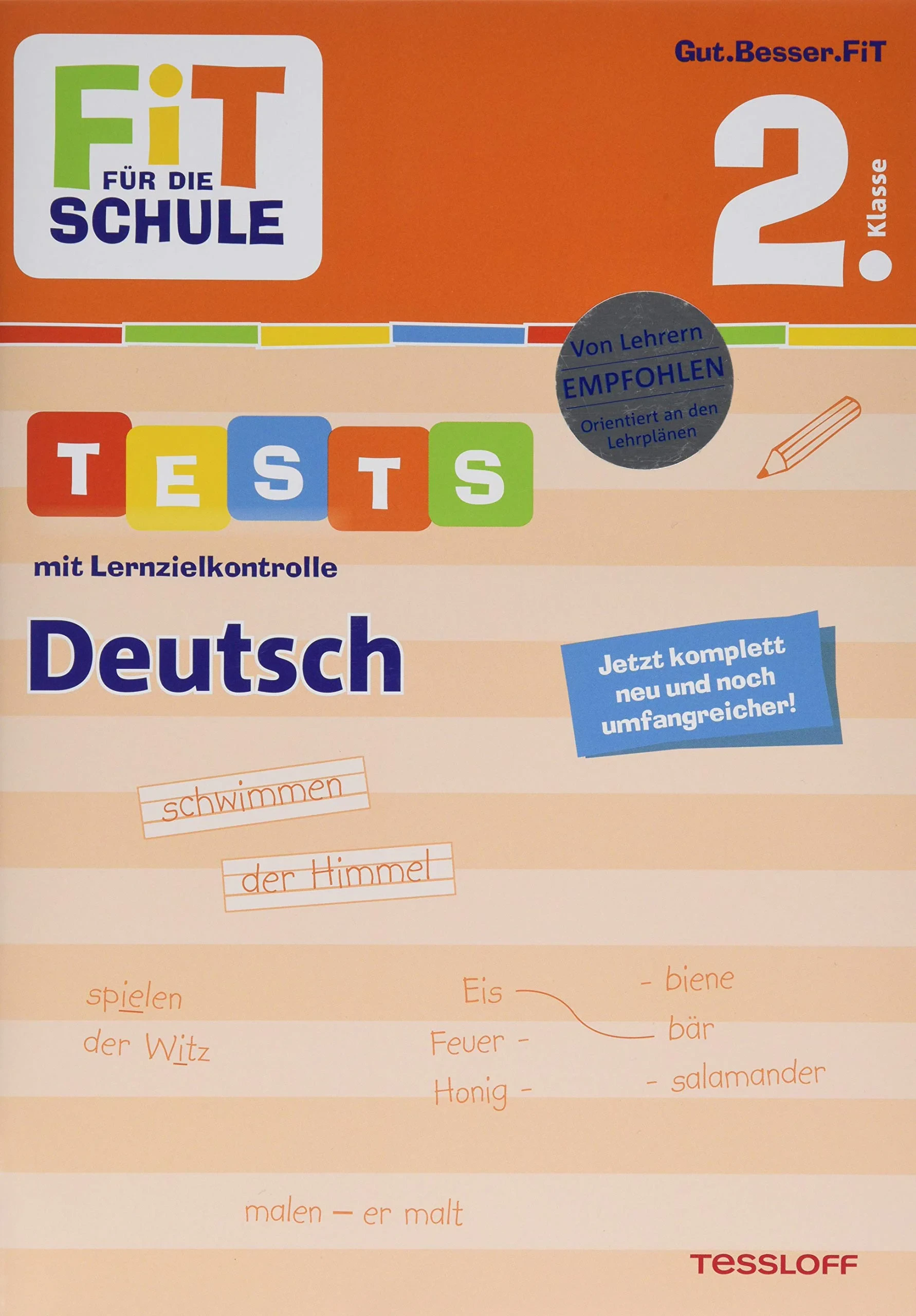Coperta cărții "FiT FÜR DIE SCHULE. Tests mit Lernzielkontrolle. Deutsch 2. Klasse " de Julia Meyer, Tessloff Verlag
