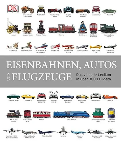 Coperta cărții "Eisenbahnen, Autos und Flugzeuge: Das visuelle Lexikon in über 3000 Bildern" de autor necunoscut