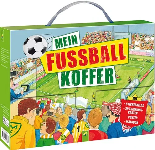 Coperta cărții "Mein Fußball-Koffer: Stickeratlas - 30 Trainingskarten - Poster - Malbuch" de autor necunoscut