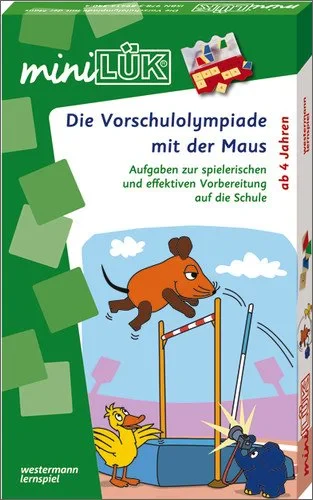 Coperta cărții "Die Vorschulolympiade mit der Maus Aufgaben zur spielerischen und effektiven Vorbereitung auf die Schule für Kinder ab 4 Jahren" de Westermann