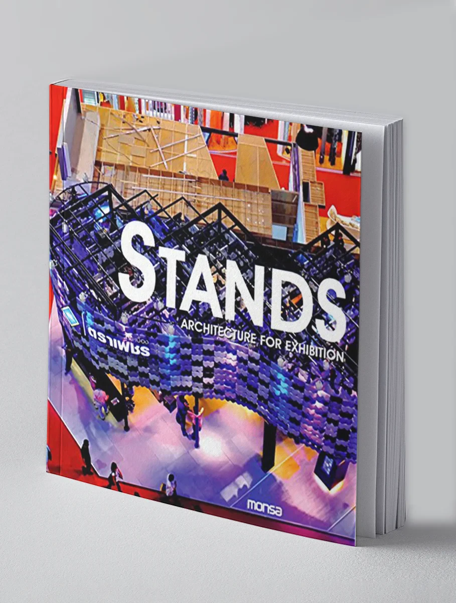 Coperta cărții "Stands: Architecture for Exhibition" de Monsa