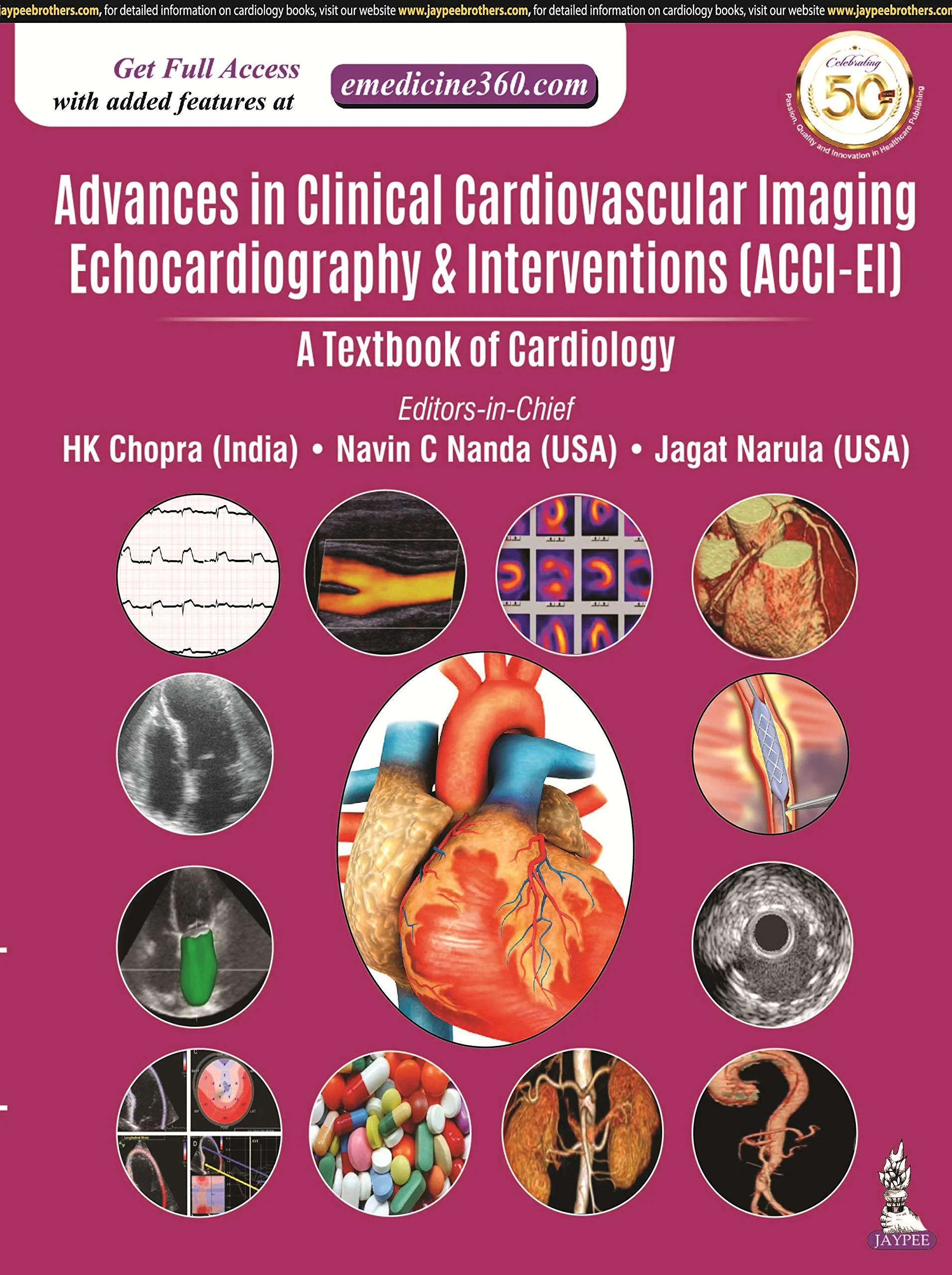 Coperta cărții "Advances in Clinical Cardiovascular Imaging, Echocardiography &amp; Interventions: A Textbook of Cardiology" de HK Chopra, Navin C Nanda, Jagat Narula