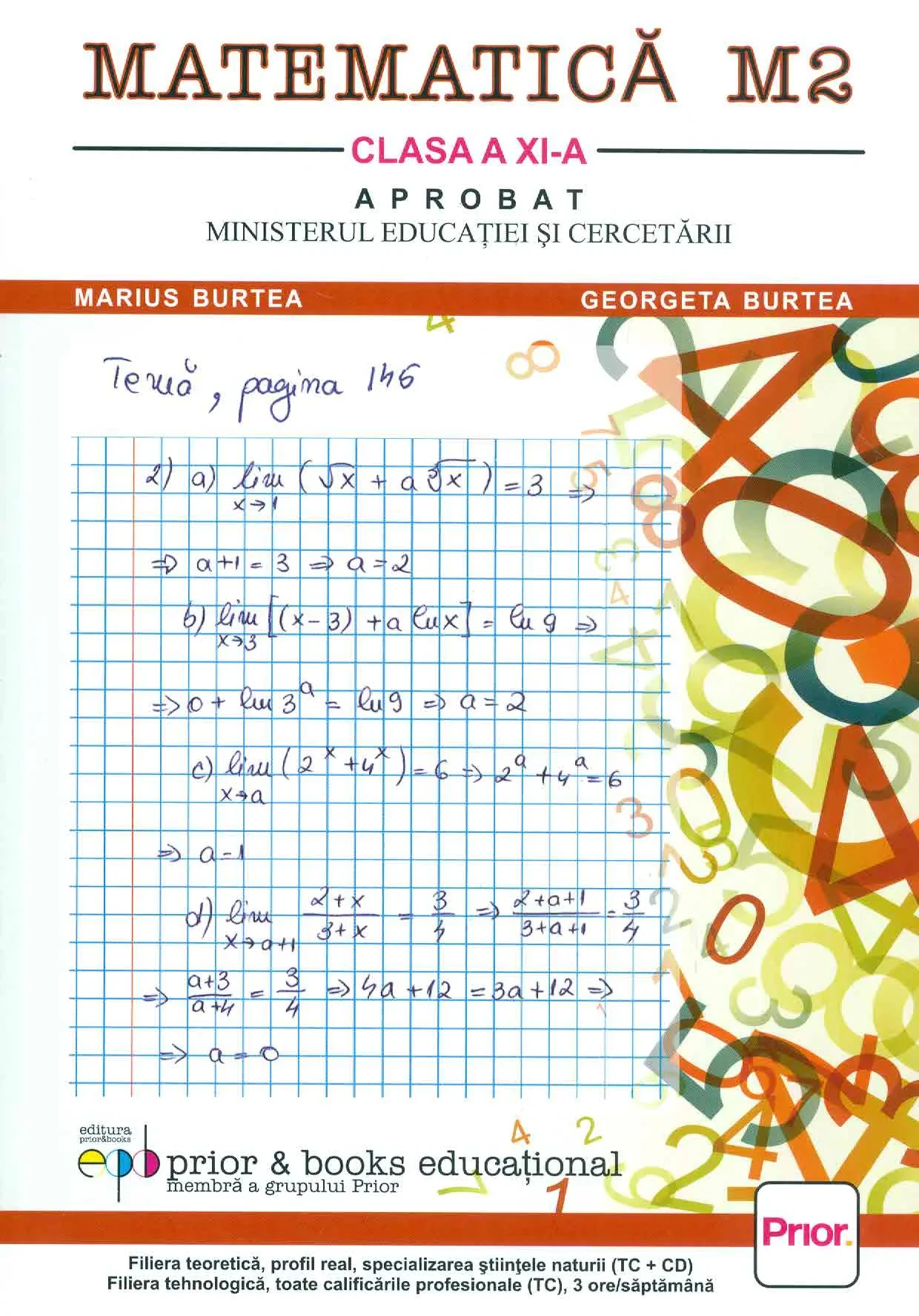 Coperta cărții "Matematica M2. Manual pentru clasa a XI-a" de Marius BURTEA, Georgeta BURTEA