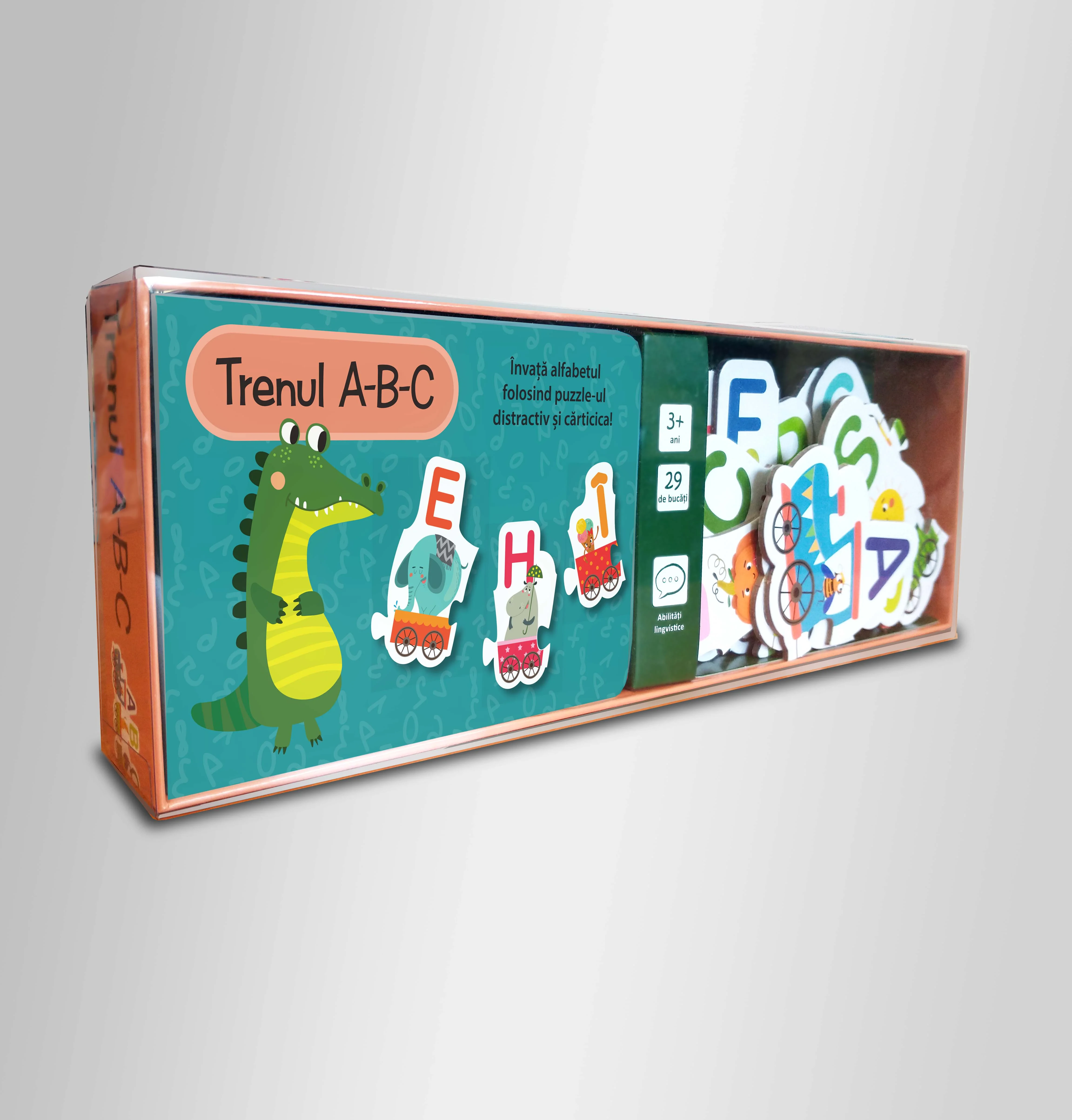 Coperta cărții "TRENUL A-B-C (Set carte + puzzle)" de Louise Buckens